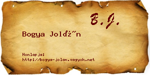 Bogya Jolán névjegykártya